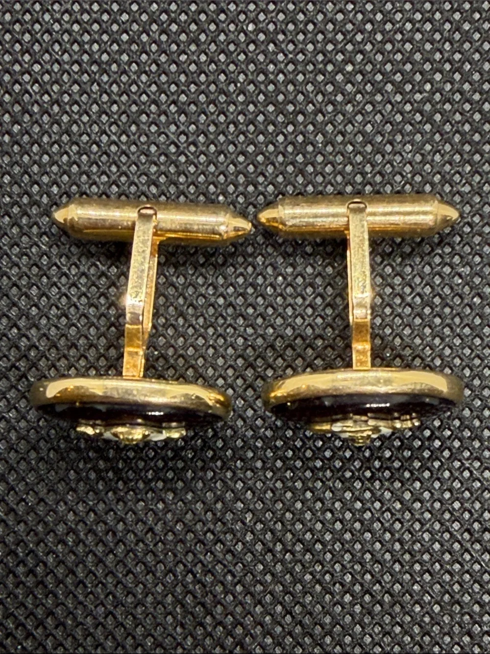 Vintage Shriners Cuff Links Red and Gold Tone Scimitar Crescent Moon Sphinx